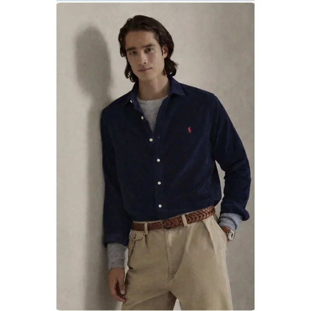 Polo Ralph Lauren Classic Fit Corduroy Shirt Navy XL Button Down NWT
